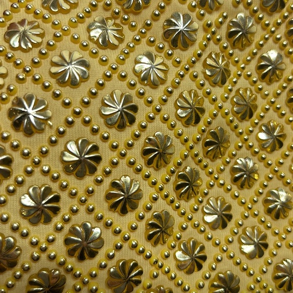 Vintage Handmade Yellow and Gold Beaded Evening Bag Made in Hong Kong - Picture 5 of 13